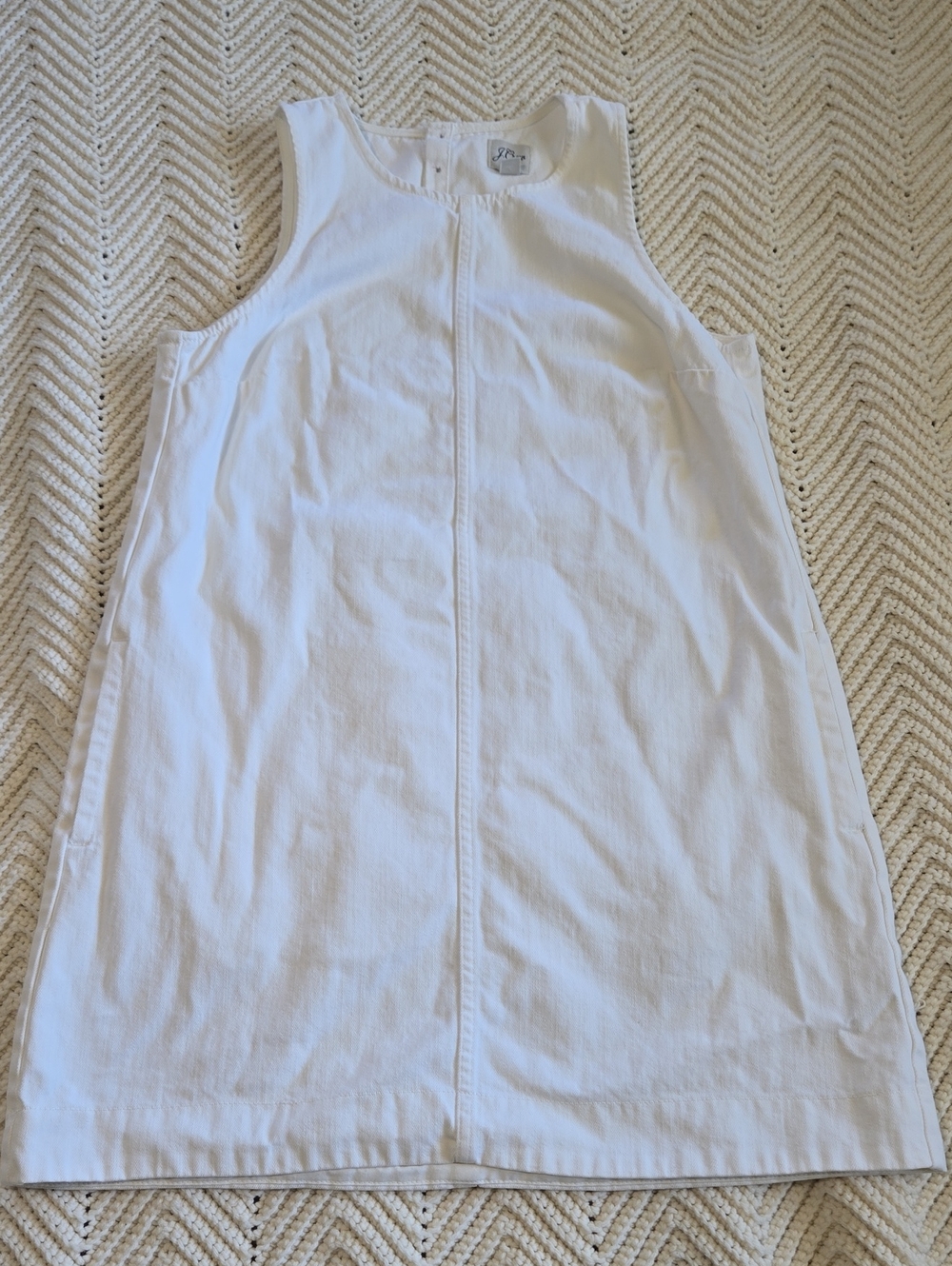J. Crew White Denim Sleeveless A-Line Dress With Pockets!